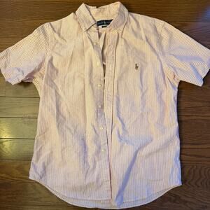 Polo Ralph Lauren Classic Fit Stripe Oxford Short Sleeve Woven Shirt Size Large